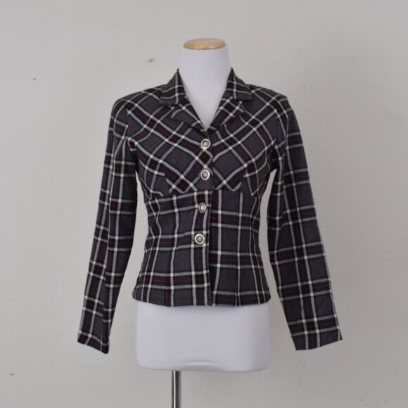 Vintage 90s Plaid Long Sleeves Button up Blouse - Picture 10 of 10